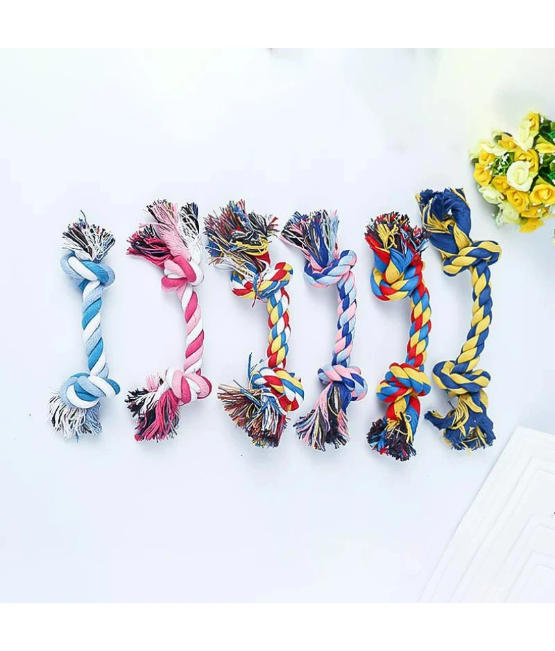 

Random Color Pet Dog Toy Bite Rope Double Knot Cotton Rope Funny Cat Toy Bite Resistant and Sharp Teeth Pet Supplies Puppy Toys