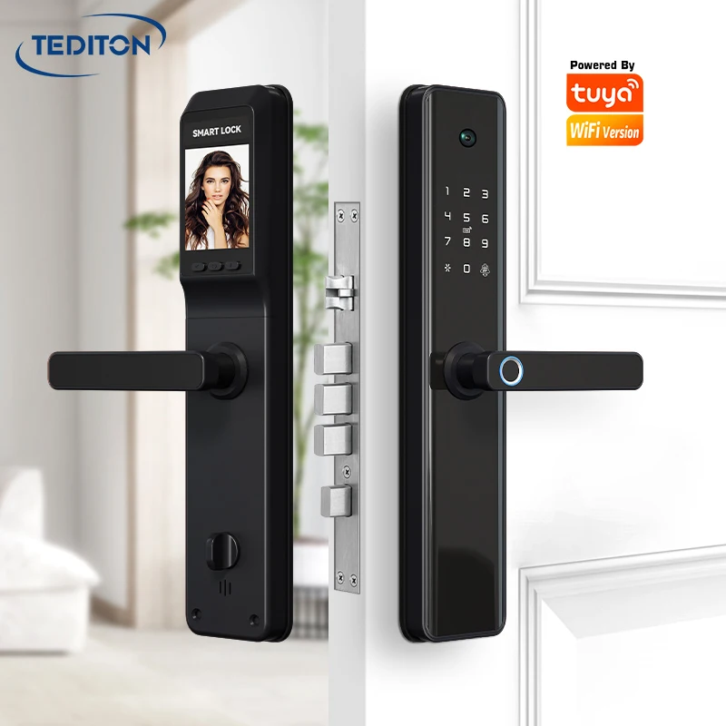 Tediton High Security Fully Automatic Biometric Fingerprint Scanner Eye Scanner Smart Camera Door Lock