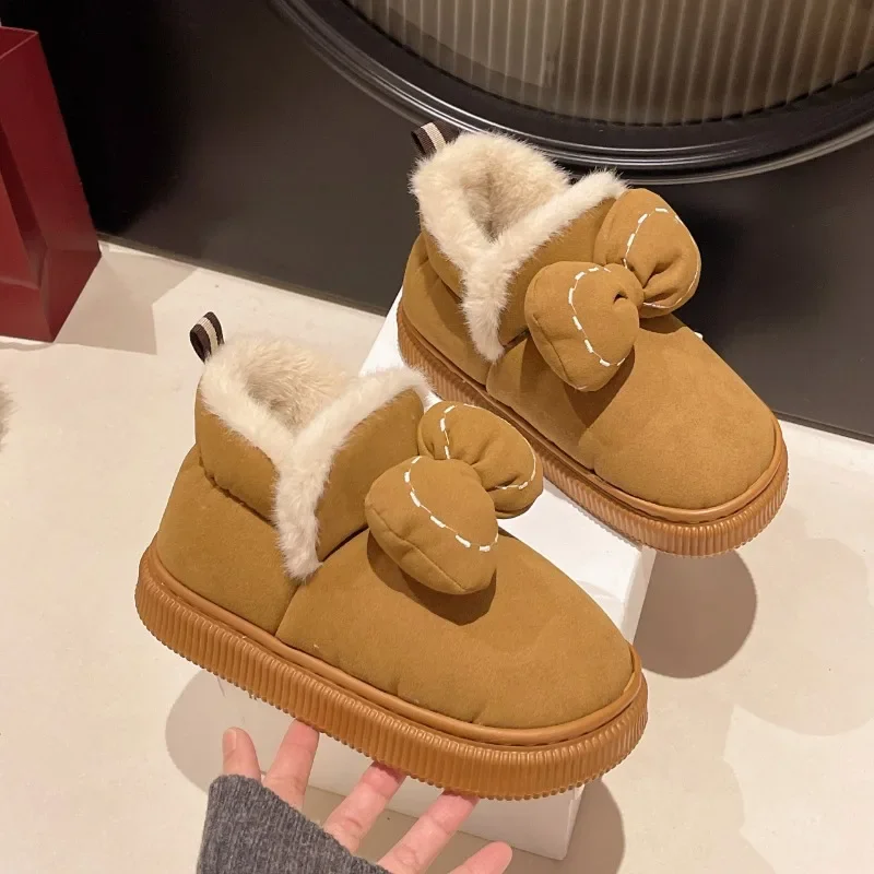 Snow Boot for Women 2024 Winter Fashion Bowknot Plush Warm Boot Woman Platform Shoes Thick Sole Short Boot Угги Детские