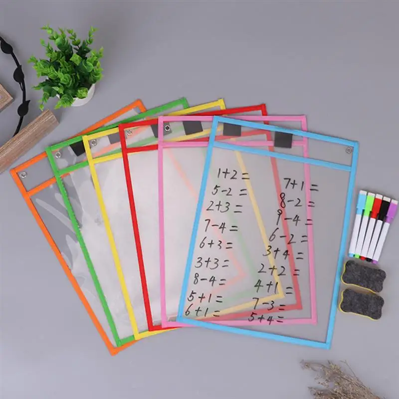 6Pcs Sheet Protectors Clear Design Paper Cover Loose Leaf Protector Paper File Protect Bag(Random Color)