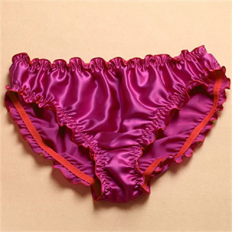 10pcs/lot Women's silk underwear, comfortable with ruffled edges and plain crepe satin100% mulberry silk waist triangle pants