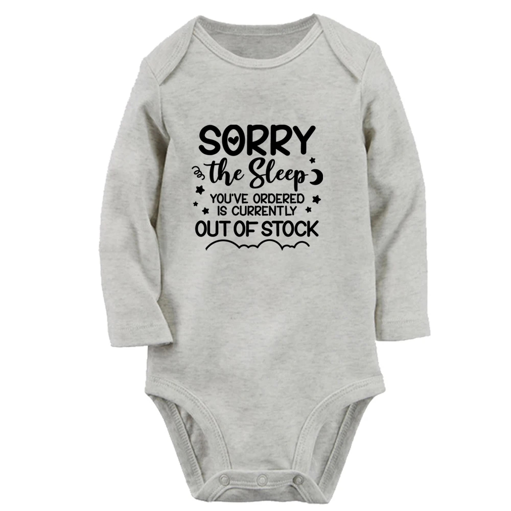 Sorry The Sleep You've Ordered Is Currently Out Of Stock Baby Bodysuit Cute Boys Girls Rompers Infant Long Sleeves Jumpsuit