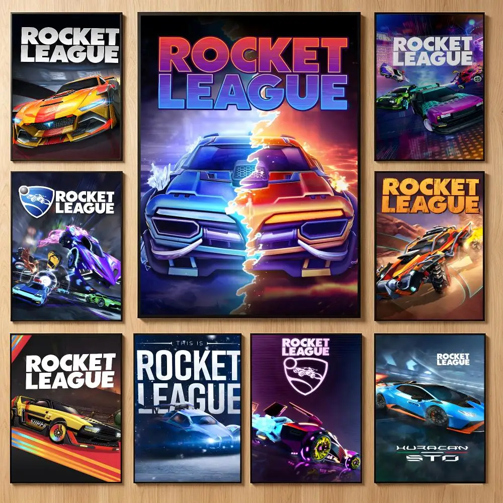 Competitive Game R-Rocket League Poster Classic Self-Adhesive PP Wall Sticker for Living Room Bar Decor Gift