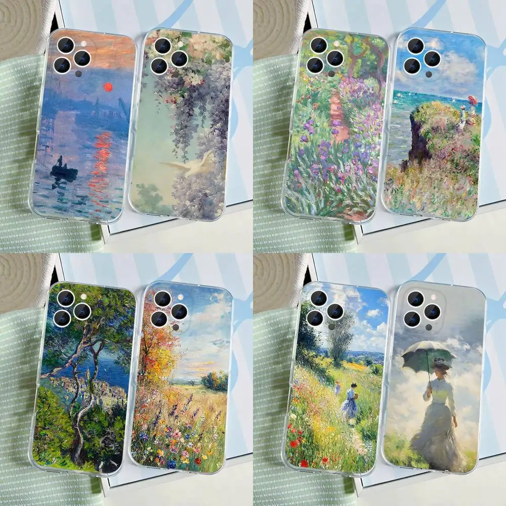 

Art M-Monet Claudes Phone Case For iPhone 17,16,15,14,13,12,11 Pro,Max,Plus,X,XS,XR,SE4,E Mini Transparent Soft Cover