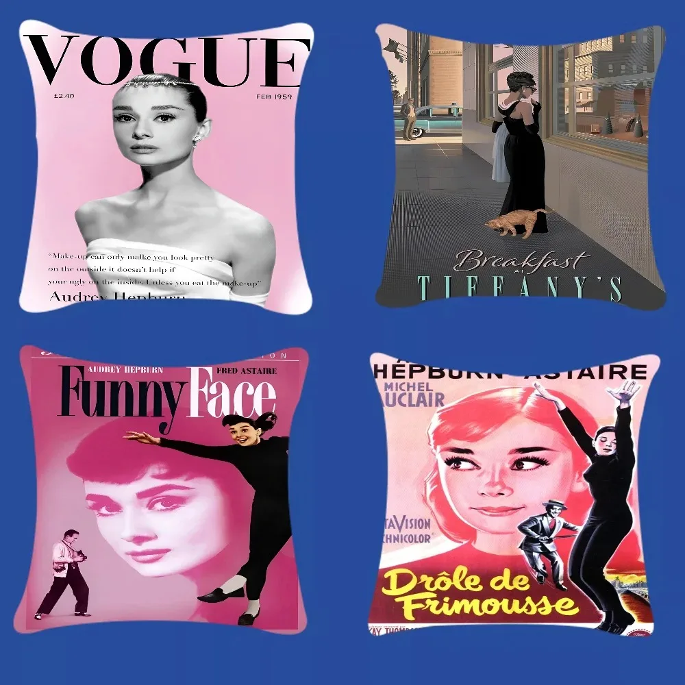 A-Audrey H-Hepburn Stitch Lucky Dragon Pillow Cover Sofa Cushion Cover Home Room Decoration Children Gift
