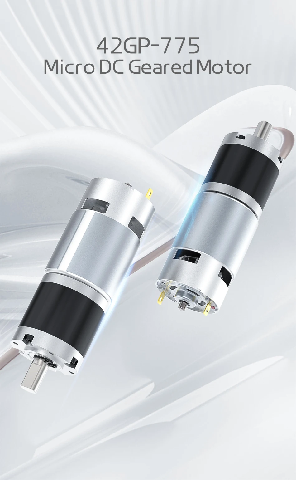 42GP-775 Metall-Planetengetriebe-Gleichstrom-Getriebemotor DC: 12 V ~ 24 V/1600 U/min ~ 8 U/min, hohes Drehmoment und Vorwärts-/Rückwärts-PWM-Geschwindigkeitsregelung – Detail 5