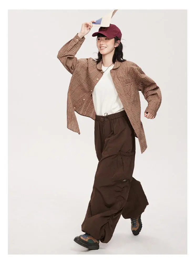 بنطال ذو قصة أرجل واسعة مرونة الخصر للمرأة الشتاء امبسوول صالة سميكة الدفء أفخم دافئ مريح لطيف اصطف بنطلون Highstreet Y2K