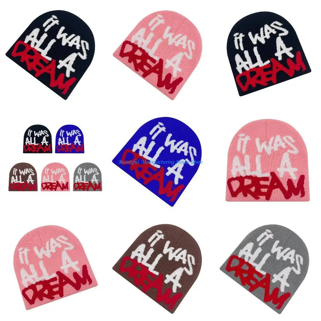 

E56A Party Festival Hat Youth Fashion Hat Unisex Knitted Hat Hiphop Letter Hat