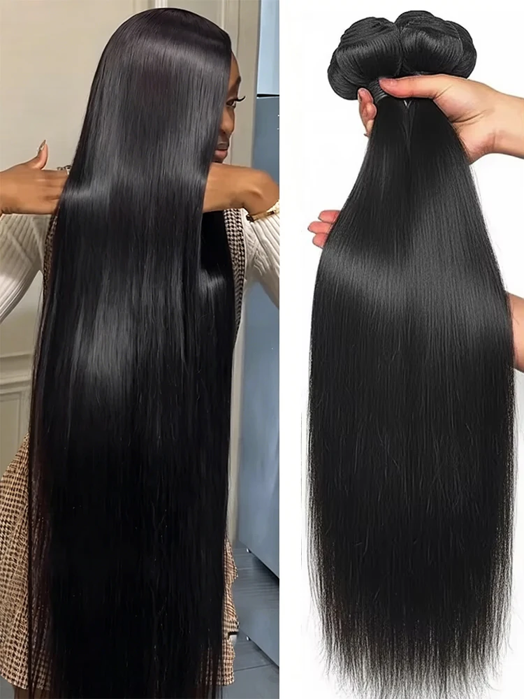 

38 40 Inch Raw Straight Bundles Real Human Hair 3 4 5 Bundle Brazilian Weave Virgin Raw Hair Human Hair Bundles Extensions Black