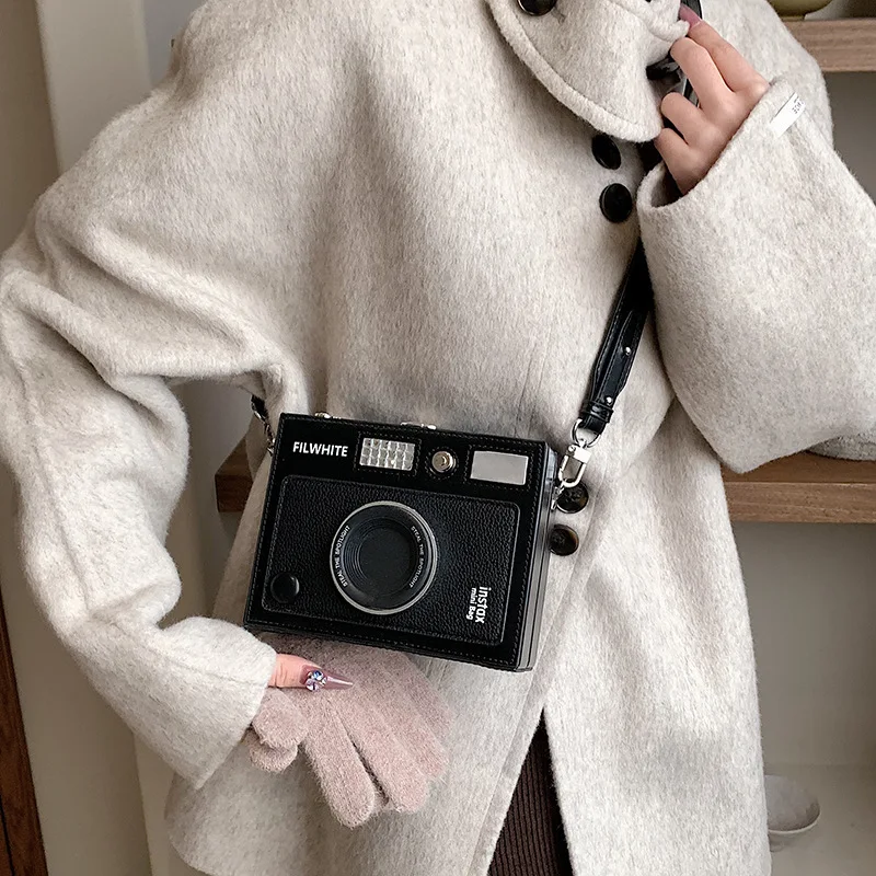 Women Personalized Camera  Trendy  New Small Box Vertical Crossbody Bag single Shoulder  Simplicity Super Cute Exquisite Chic