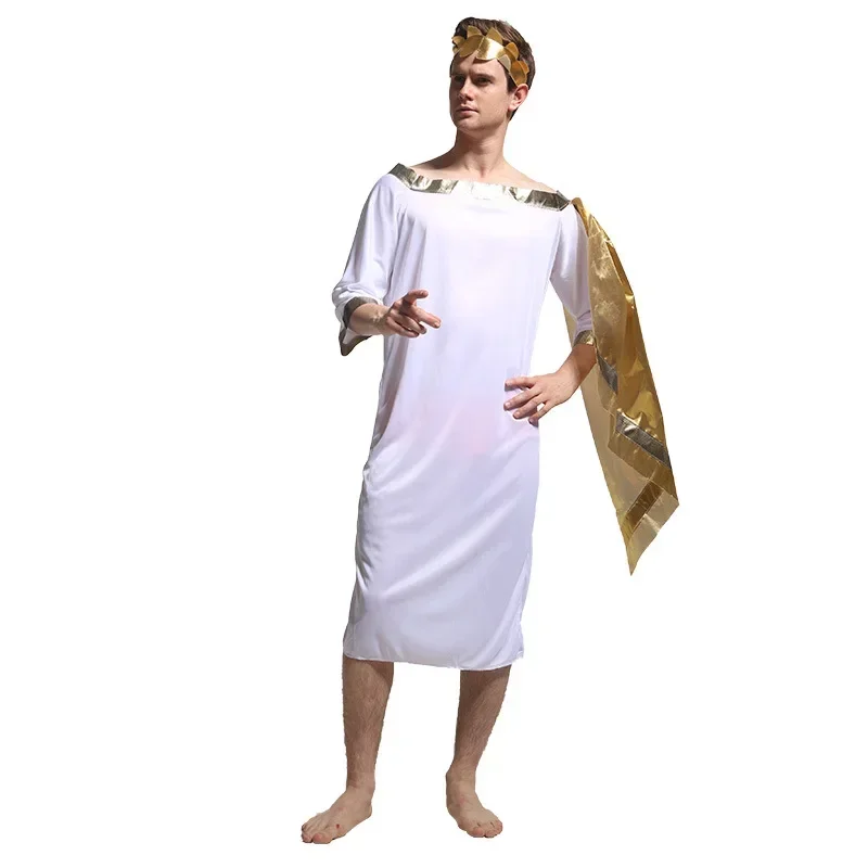 Ancient Egypt Romans Cosplay Greeck Zeus Toga Goddess Couple Costume Man and Women Greek gods the goddess Athena Golden costum Q