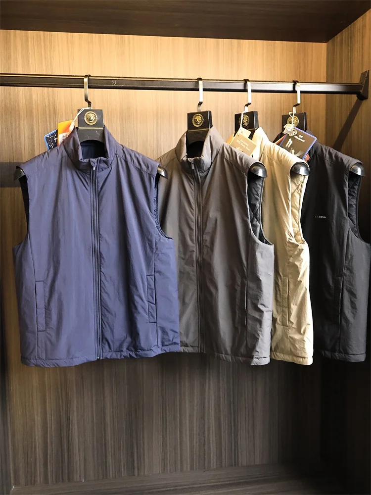 

Мужской легкий однотонный шерстяной жилет на осень-зиму, уличный водостойкий хлопковый жилет с воротником-стойкой, модный Ci Sle