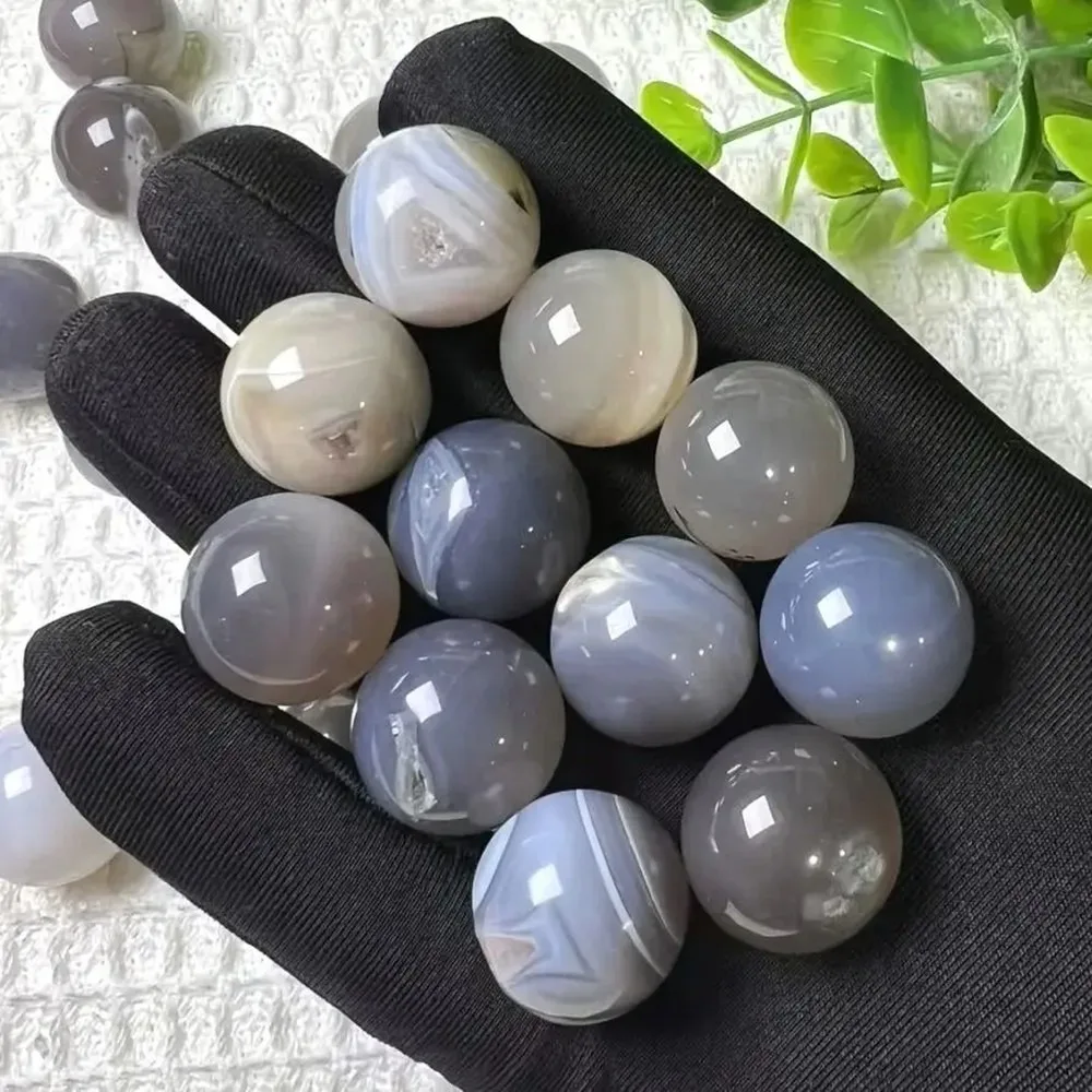 Polished Natural Agate Geode Sphere, Mini Crystal Ball for DIY Jewelry Making, Healing Gemstone Home Decor, Smile Out