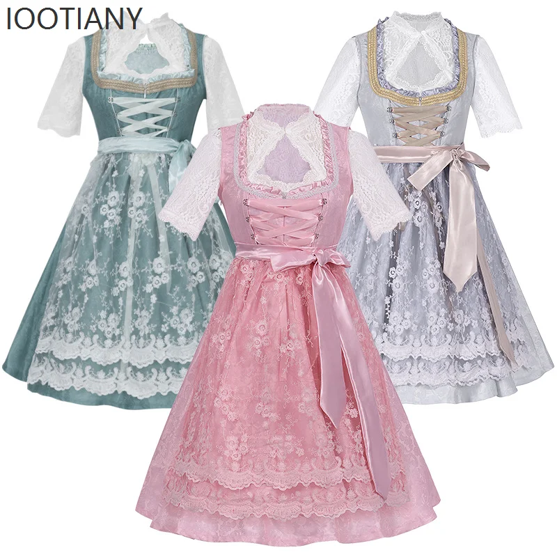 

IOOTIANY German Munich Oktoberfest Costume Women's Bavarian Lace Elegant Dress Maid Costume Stage Cosplay Performance Costume