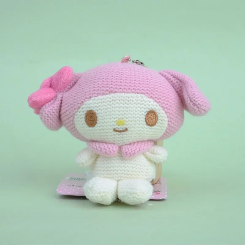 Kawaii Sanrio การ์ตูน Cinnamoroll Melody Hello Kitty Retro ถักของเล่นพวงกุญแจกระเป๋าเป้สะพายหลังจี้อุปกรณ์เสริมของขวัญวันเกิด