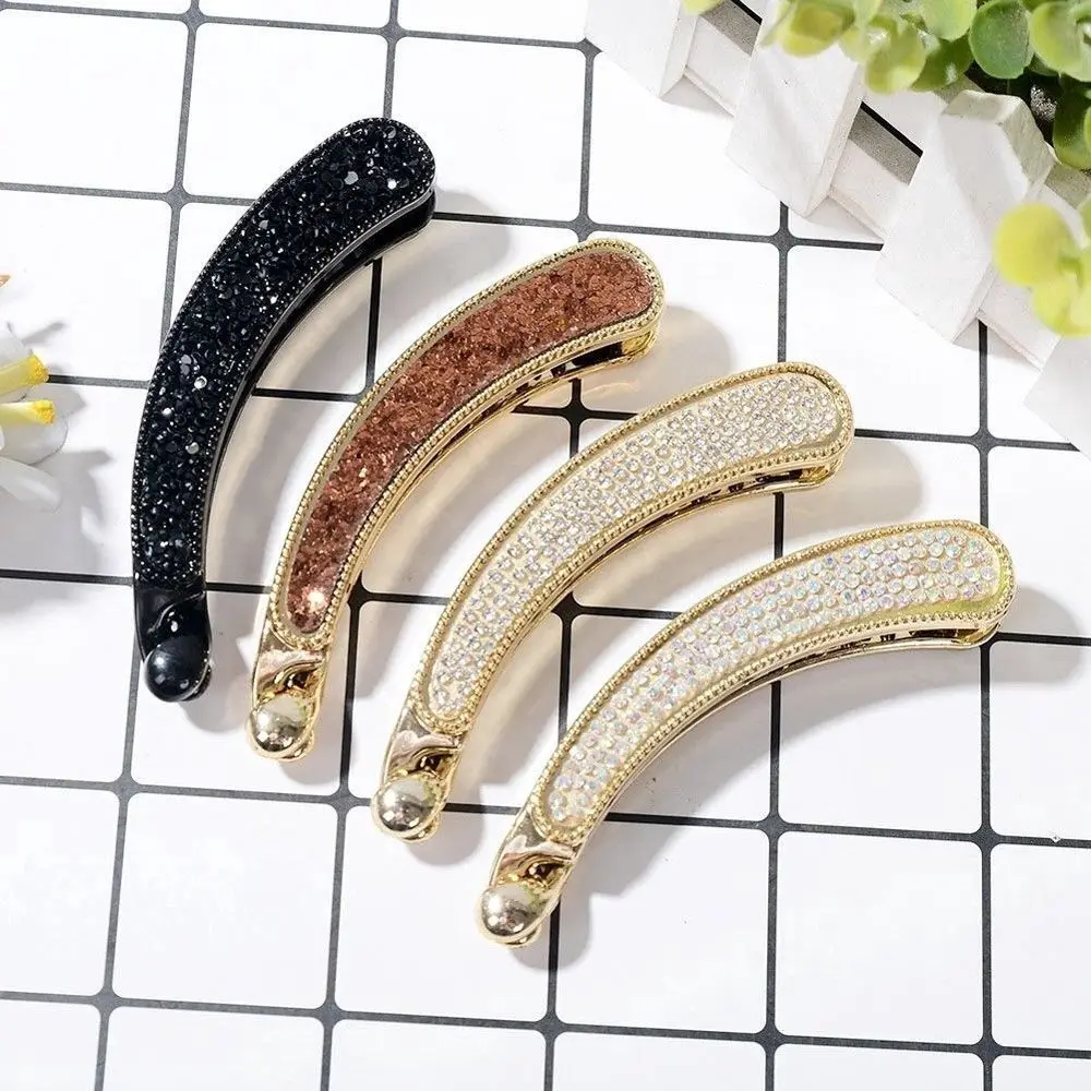 Simple Korea Banana Classic Crystal Rhinestone Girls Barrette Hairpin Hair Accessories Hair Clip Claw