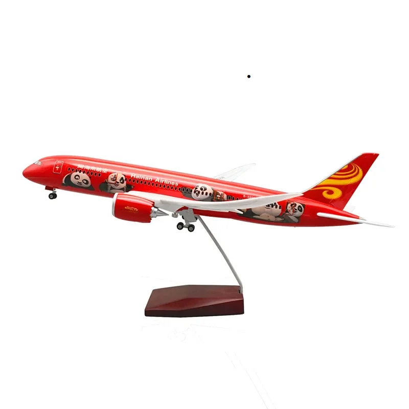 

43CM 1:130 ratio Hainan Airlines Panda B787 Resin Aircraft Airplane787 Model With Lights & Wheels Collection Home Display Gifts