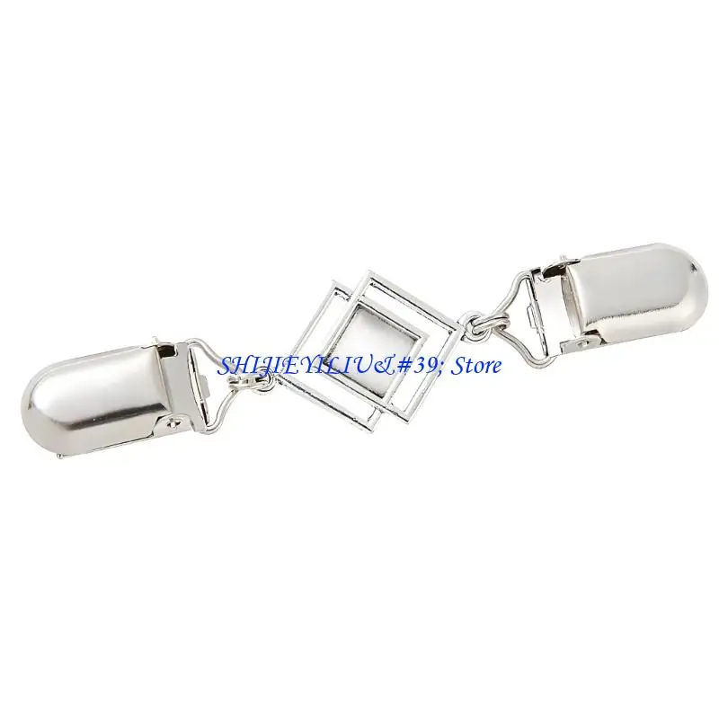E21F Sturdy Metal Sweater Fastener With Shining Cats Eye Stone Design