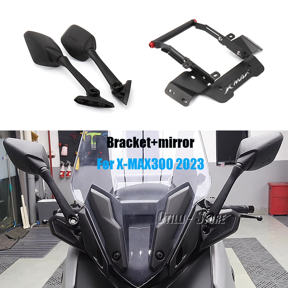 New Motorcycle Mobile Phone GPS Mount Navigation Bracket Rearview Mirror  For Yamaha X-MAX300 X-MAX 300 XMAX300 XMAX 300 2023-