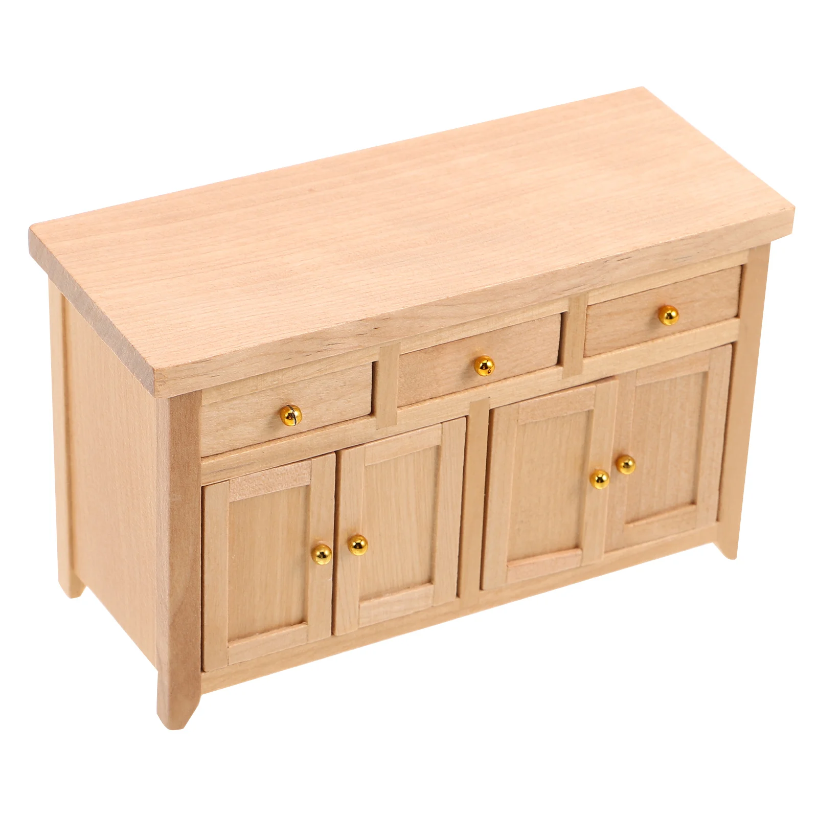 Mobili per la casa Mini armadietto decorativo Mobili da cucina per casa delle bambole Miniature Ornamenti Cassetto in legno Micro scena beige