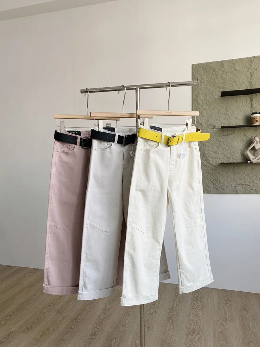 

High Waist Wide Leg Jeans Women's Spring 2025 New Korean Style Commuter Versatile Belted Casual Long Pants