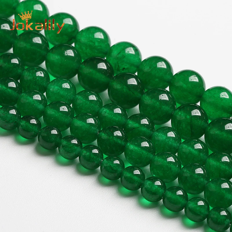 

Natural Chinese Jades Beads Natural Green Chalcedony Round Loose Beads For Jewelry Making DIY Bracelet 4 6 8 10 12 14mm 15" Inch