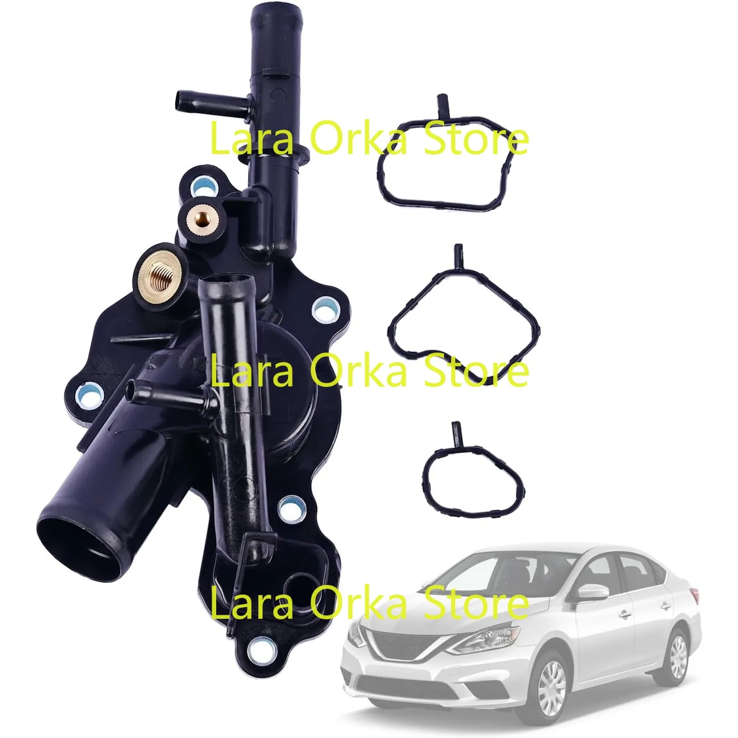 Engine Coolant Water Outlet 11060-3RC0A 11060-3RC1A 11060-4BB0A Compatible with Nissan Sentra 2013-2019 Thermostat Control Valve