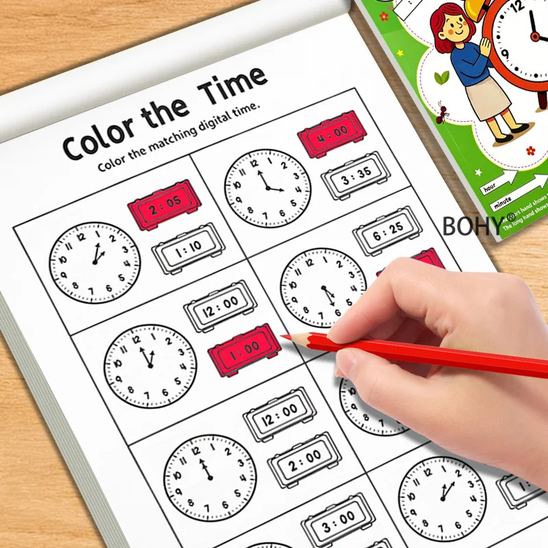 1 Reading Time Homework Book Include Various Clock Question 32 Pages Family Early Education Tutoring Logical Ability Cultivation