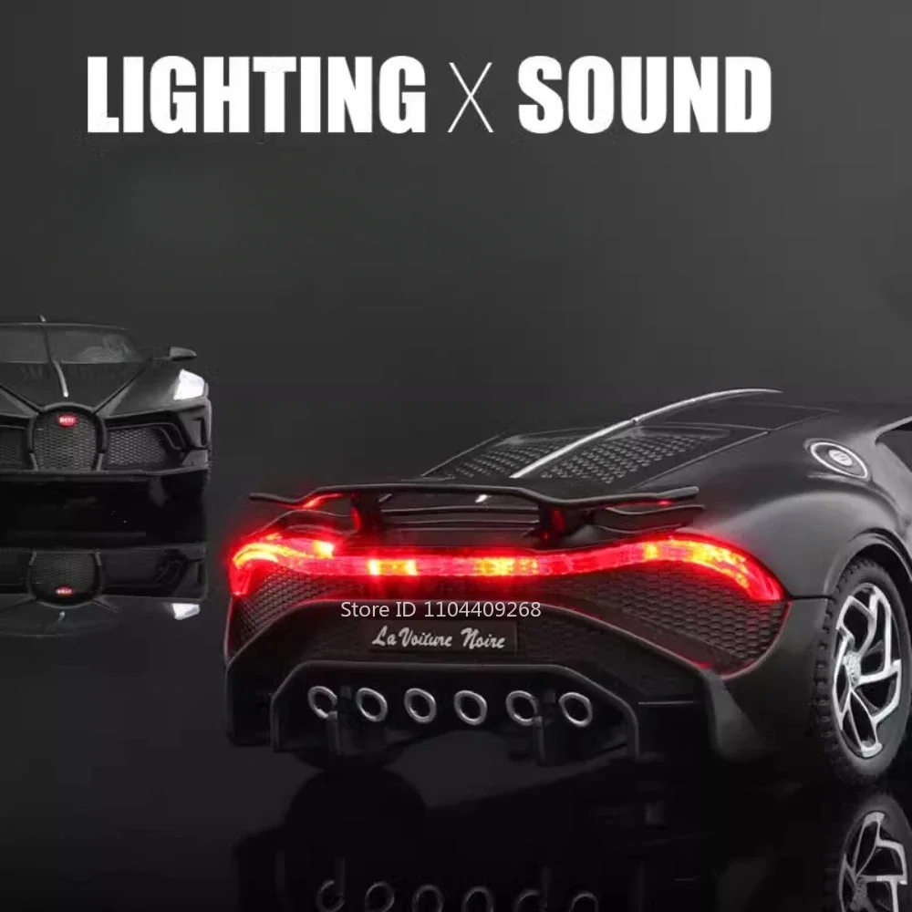 Schaal 1:32 La Voiture Noire Bolide Speelgoed Model Auto Metal Diecast Pull Back Muziek Licht Miniatuur Modellen Collectie Geschenken Jongens