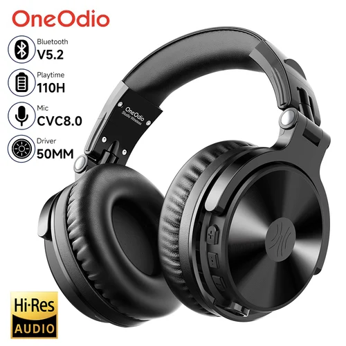 Imagen 1 del producto Oneodio Pro-C auriculares inalámbricos Bluetooth con micrófono 110Hr de alta resolución sobre la oreja Bluetooth 5,2 auriculares para teléfono PC deportes