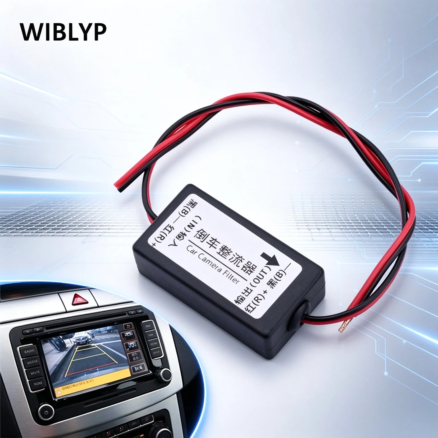 Rectifier DC 12V Power Car Rear View Camera Power Relay Capacitor Auto Car Camera Filter Relay Capacitor Filter Connector