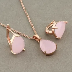 New Arrival Trend 2022 Fashion Jewelry Sets For Women Classic Fashion Water Drop Shape Design 585 Rose Gold Color Earrings And P