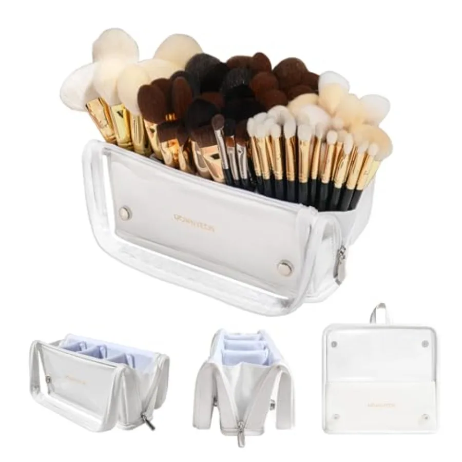 

ROWNYEON Makeup Brush Bag, High Capacity Stand-Up Makeup Brush Holder, Travel Professional Cosmetic Bag Artist Organizer Bag La
