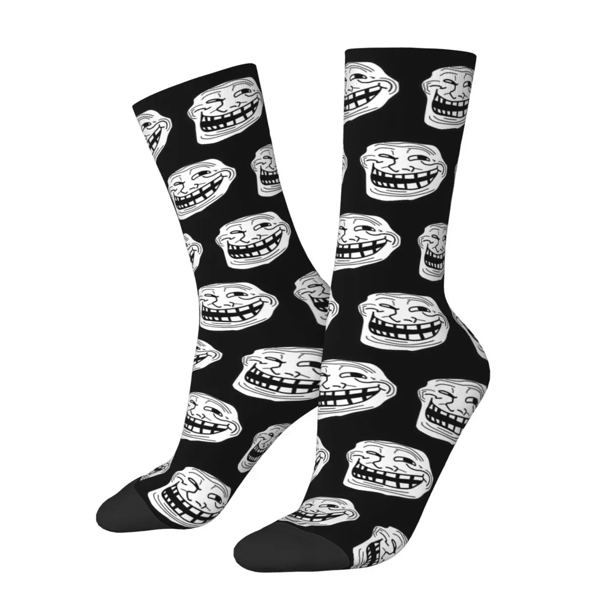 Crazy Design Trol Face Trollface MEME Football Socks Rage Comic Funny Anime Polyester Middle Tube Socks for Women Men