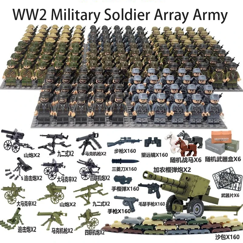 

WW2 Military Soldier Array Soviet US UK China Humanoid Building Blocks Bricks Figures Children's War Mini Toys Christmas Gifts