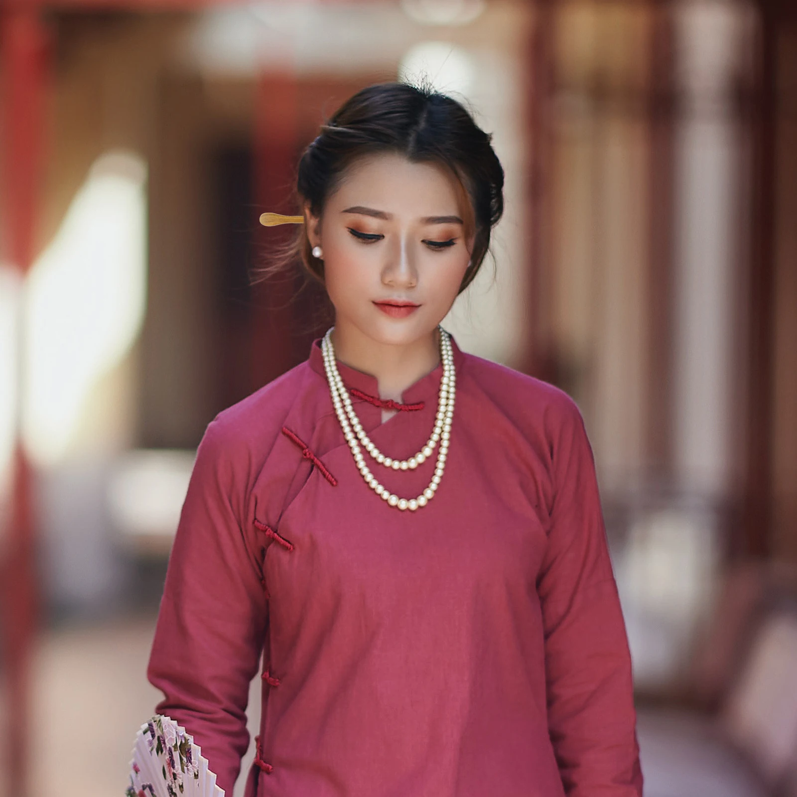 

2PCS S Hairpins Women Accessories Durable Wooden Hair Hair Insert Clips Bookmark Traditional Style