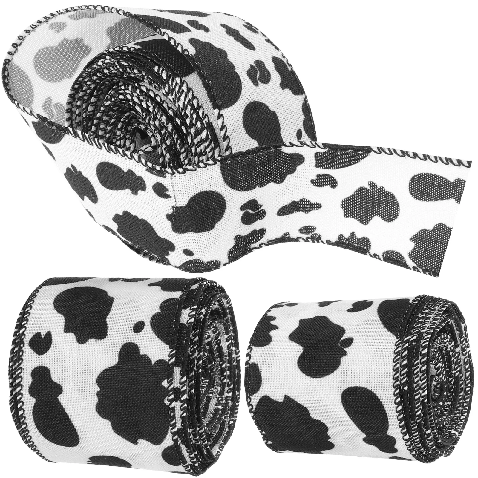 

3 Rolls Cow Animal Print Ribbon Satin Finish Ribbon for Gift Box Wrapping DIY Bow Making Festive Holiday Decor Supplies