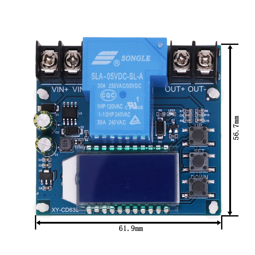 XY-CD63L 30A battery charging control module full power off DC voltage protection under voltage power loss protector 6-60V