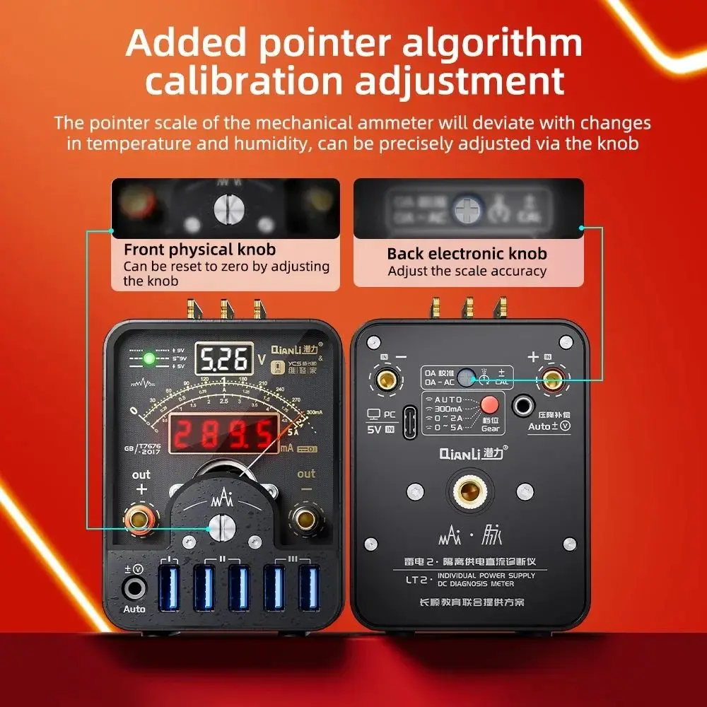 QianLi YCS LT2 DC Power Supply Diagnosis Meter High Precision Current Voltage With Type C for Phone Boot Testing Fast Charger