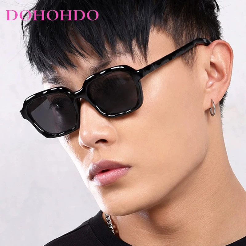 Vintage Square Unique Wave Shape Sunglasses Women Men Fashion Small Frame Design Outdoor Travel Beach Party Sun Glasses UV400