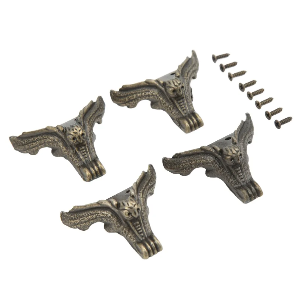 4pcs Angle code Zinc Alloy Jewelry Box Feet Vintage Animal Foot Wood Case Legs Sturdy Rustproof Jewelry Box Legs Furniture