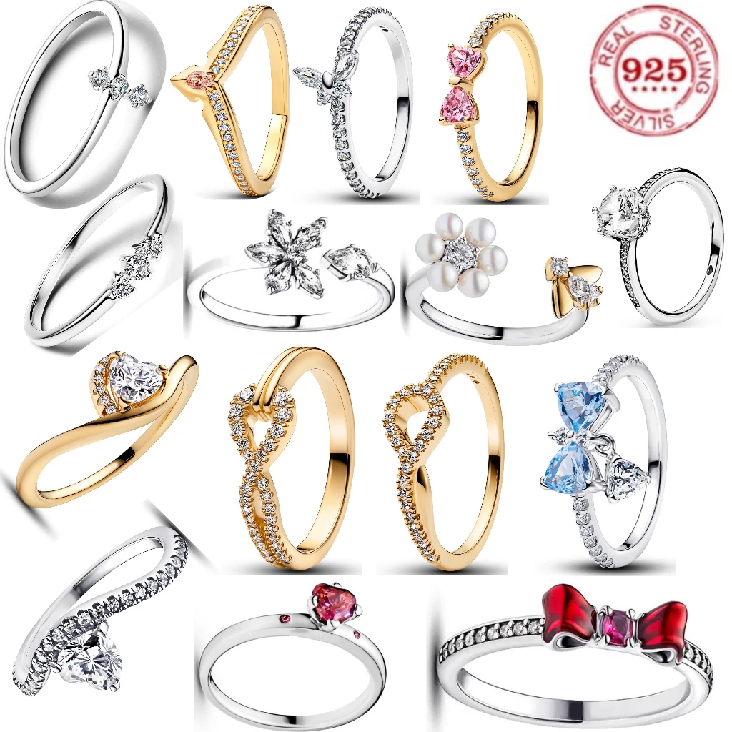 Classic Hot sale 925% sterling silver oval heart-shaped Butterfly knot ring women's fashion high-quality wedding jewellery gifts