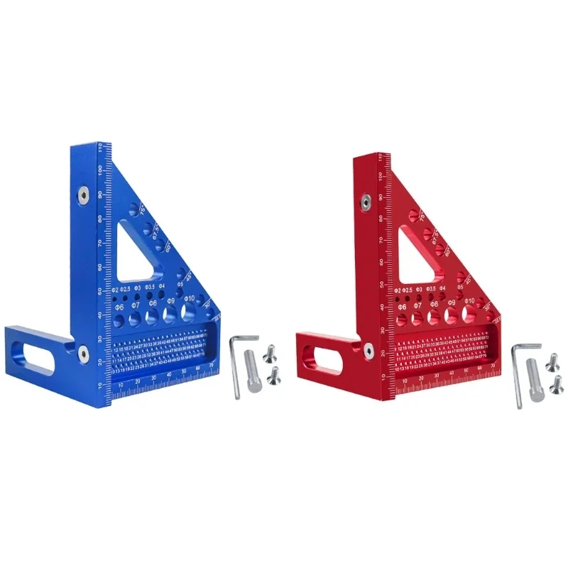 Площадь деревообработки Продлатиторы, 45/90 градусов Carpentersquare Aluminum Miter Woodworking Ruler, Triangles Ruler Scriber