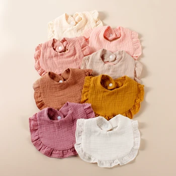 8pcs Newborn Cotton Ruffle Bibs Kids Feed Drool Bibs Toddler Cute Salive Towel Hot Sale Baby Burp Cloth