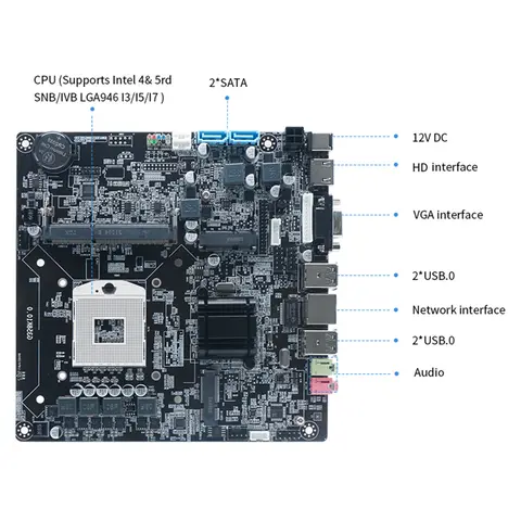 HM65 Desktop Motherboard Support DDR3 1066/1033/1600 LGA988 PC Motherboard 16GB Memory M.2 SATA MSATA USB2.0 VGA HDMI-Compatible