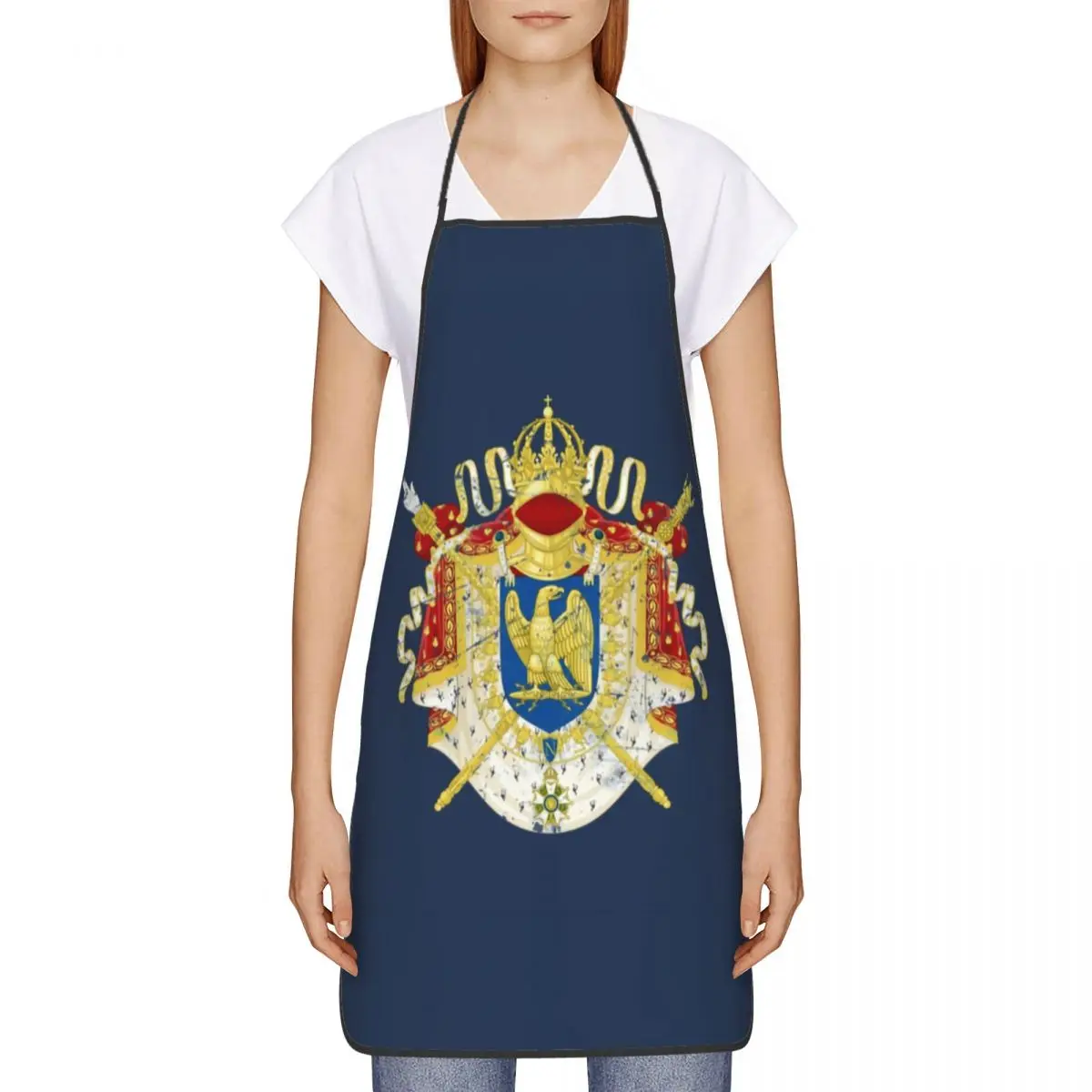 Unisex French Empire Napoleon Bib Apron Adult Women Men Chef Tablier Cuisine for Kitchen Cooking Coat Of Arms of France Painting