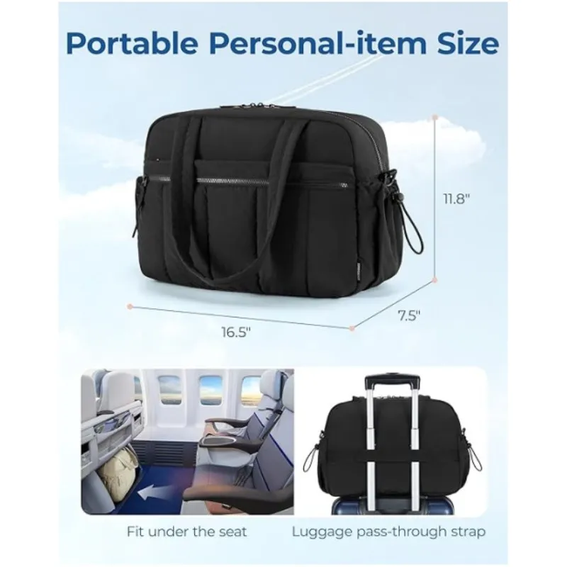 OUIO Beige Puffer Laptop Tote Bag Quilted Notebook Handbag Large Capacity Commuter Crossbody Bag Travel Gym Computer Bag