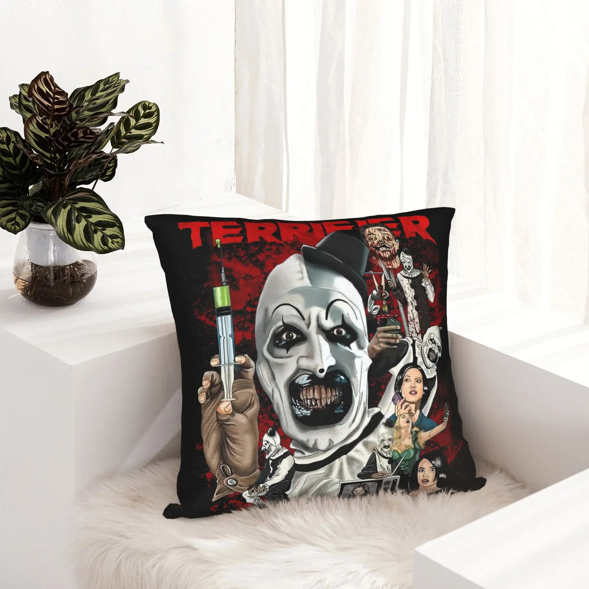 Terrifier Clown Pillowcase Soft Polyester Cushion Cover Decorative  Pillow Case Cover Home Square 40X40cm