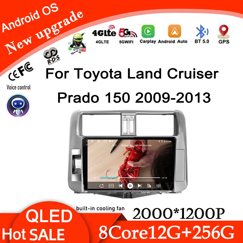 

9-дюймовый Android 14 для Toyota Land Cruiser Prado 150 2009-2013, автомобильная навигация, стереоэкран, авто 4G + Wi-Fi, видеомультимедийный плеер