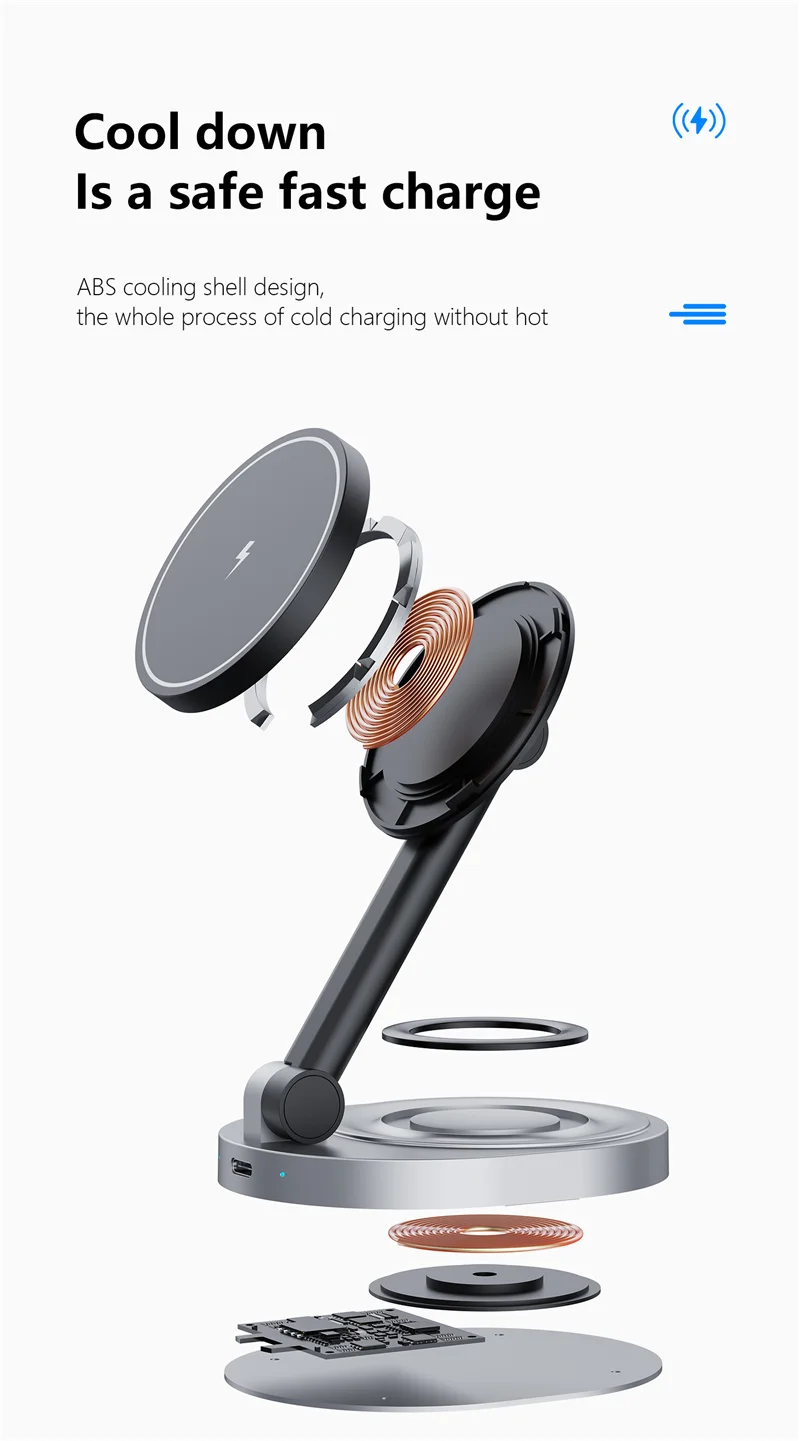 15W 2 in 1 Magnetic Wireless Charger Stand Foldable For iPhone 12 13 14 Mini Pro Max Apple Watch Airpods Fast Charging Station